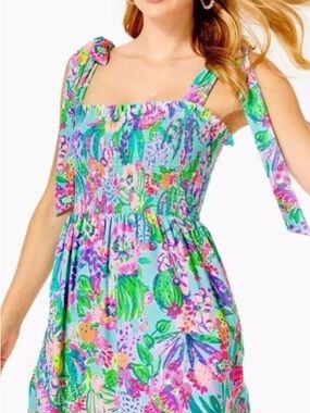 Lilly Pulitzer New Floral Smocked Sundress women small not kids